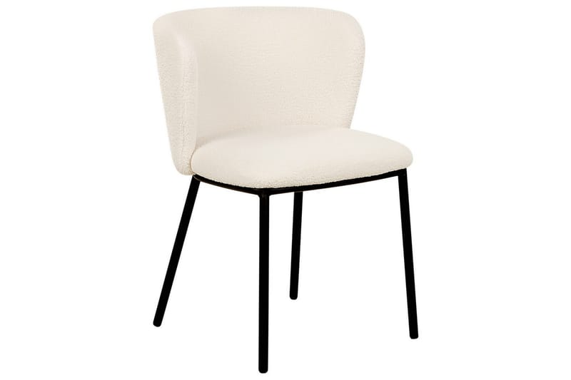 Set med 2 matstolar Mina - Vit, Svart/Bouclé - Möbler - Stolar & fåtöljer - Matstol & köksstol