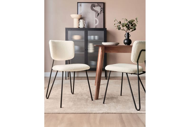 Set med 2 matstolar Nelko - Vit, Svart - Möbler - Stolar & fåtöljer - Matstol & köksstol
