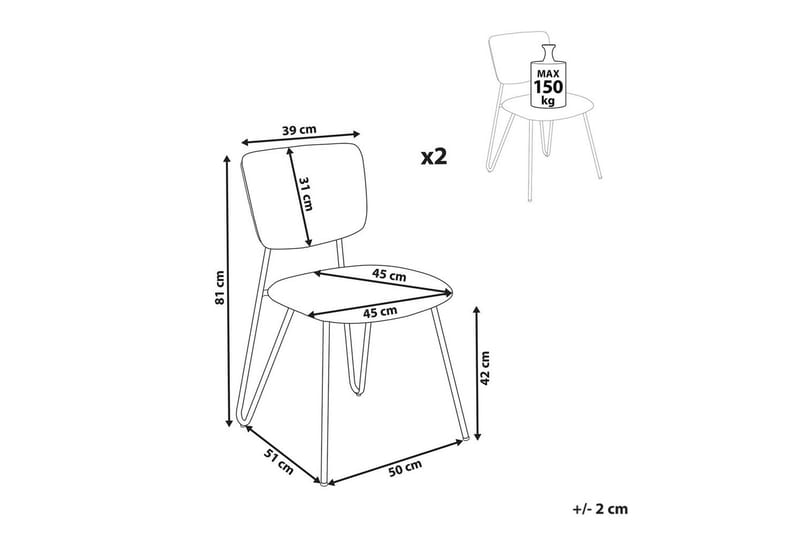Set med 2 matstolar Nelko - Vit, Svart - Möbler - Stolar & fåtöljer - Matstol & köksstol