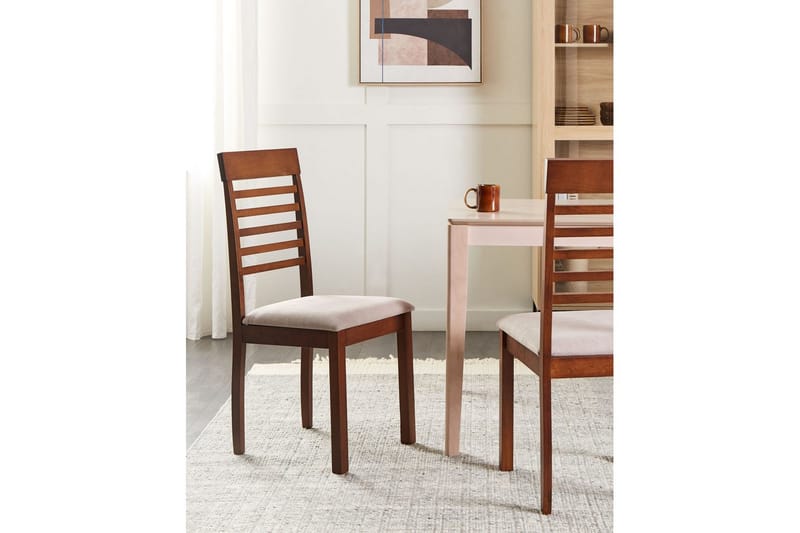Set med 2 matstolar Ortley - Mörk trä, beige - Möbler - Stolar & fåtöljer - Matstol & köksstol