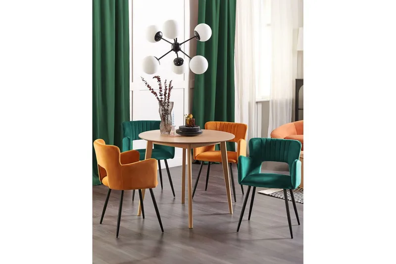 Set med 2 matstolar Sanilac - Smaragdgrön, Svart - Möbler - Stolar & fåtöljer - Matstol & köksstol