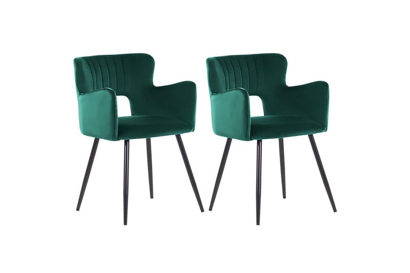 Set med 2 matstolar Sanilac, Smaragdgrön, Svart
