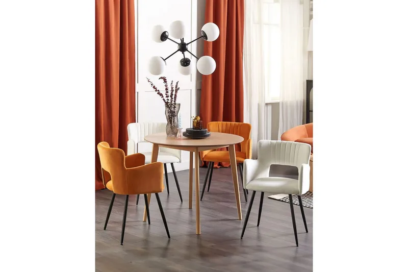 Set med 2 matstolar Sanilac - Vit, Svart - Möbler - Stolar & fåtöljer - Matstol & köksstol