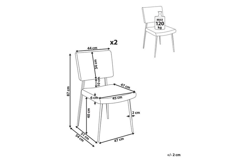 Set med 2 matstolar Sturgis - Vit, Svart - Möbler - Stolar & fåtöljer - Matstol & köksstol