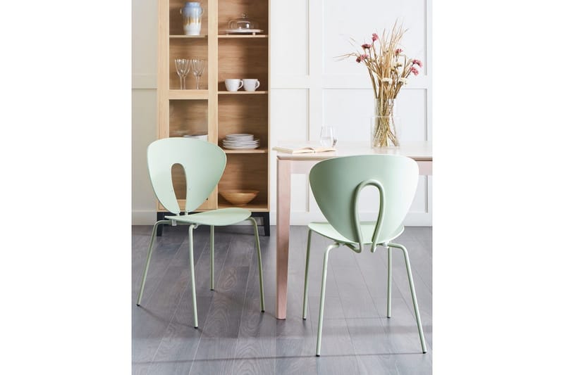 Set med 2 matstolar Tracy - Grön, Silver - Möbler - Stolar & fåtöljer - Matstol & köksstol