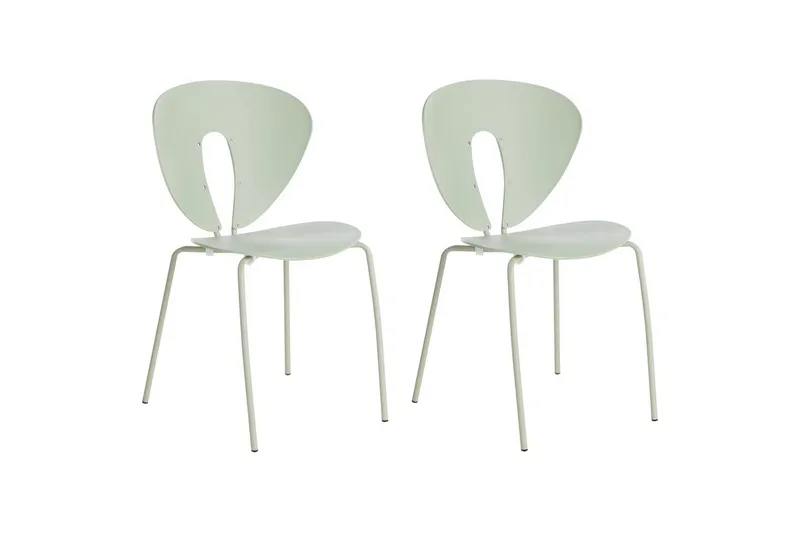 Set med 2 matstolar Tracy, Grön, Silver