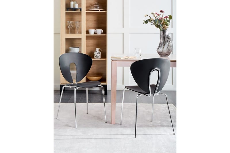 Set med 2 matstolar Tracy - Svart, Silver - Möbler - Stolar & fåtöljer - Matstol & köksstol