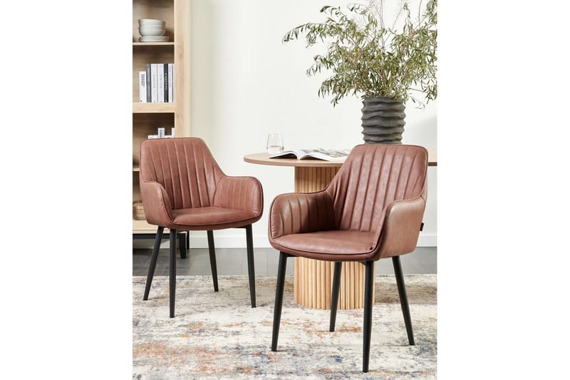 Set med 2 matstolar Wellston - Brun, Svart - Möbler - Stolar & fåtöljer - Matstol & köksstol