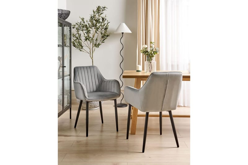 Set med 2 matstolar Wellston - Grå, svart - Möbler - Stolar & fåtöljer - Matstol & köksstol
