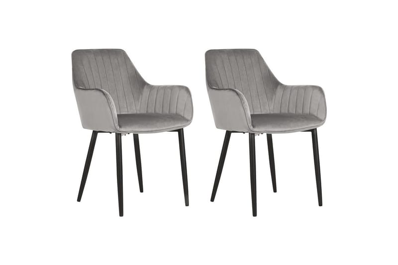 Set med 2 matstolar Wellston - Grå, svart - Möbler - Stolar & fåtöljer - Matstol & köksstol
