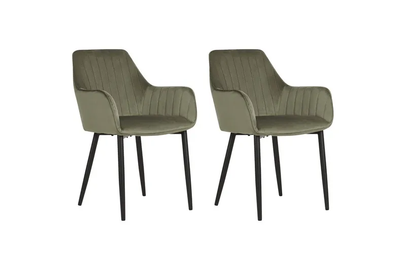 Set med 2 matstolar Wellston, Grön, Svart