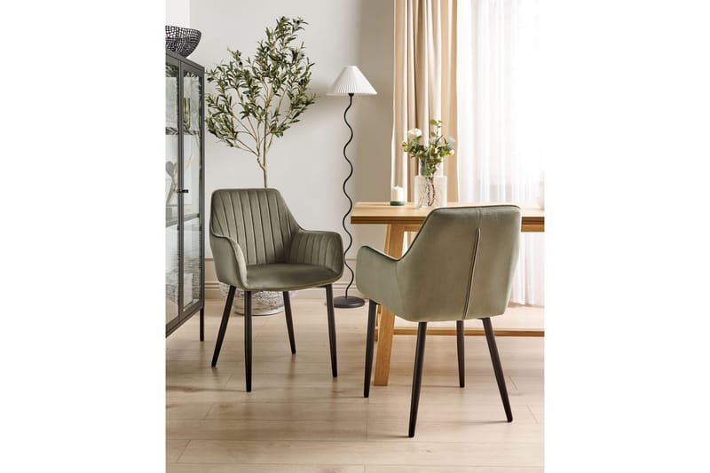 Set med 2 matstolar Wellston - Grön, Svart - Möbler - Stolar & fåtöljer - Matstol & köksstol