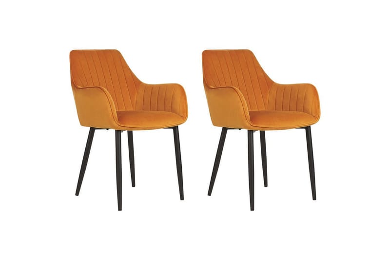 Set med 2 matstolar Wellston, Orange, svart
