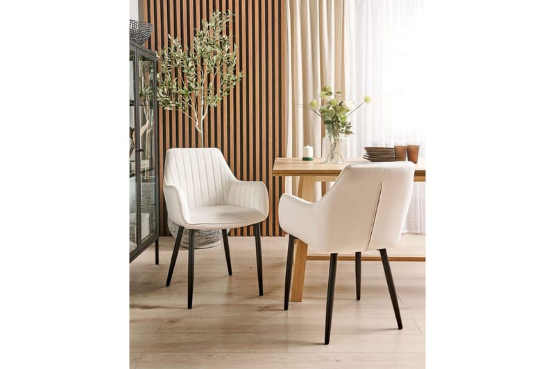 Set med 2 matstolar Wellston - Vit, Svart - Möbler - Stolar & fåtöljer - Matstol & köksstol