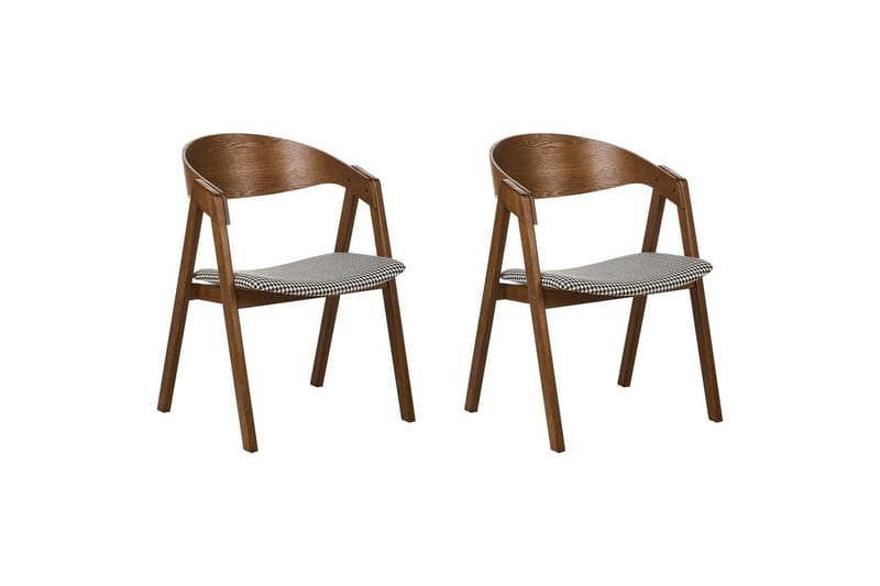 Set med 2 matstolar Yuba, Mörk trä, svart, vit