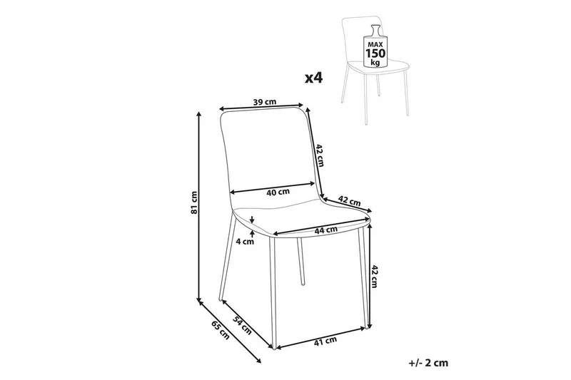 Set med 4 matstolar Glendive - Mörkblå, Svart - Möbler - Stolar & fåtöljer - Matstol & köksstol
