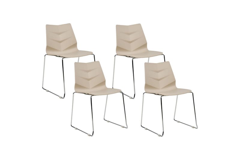 Set med 4 matstolar Hartley, Beige, Silver