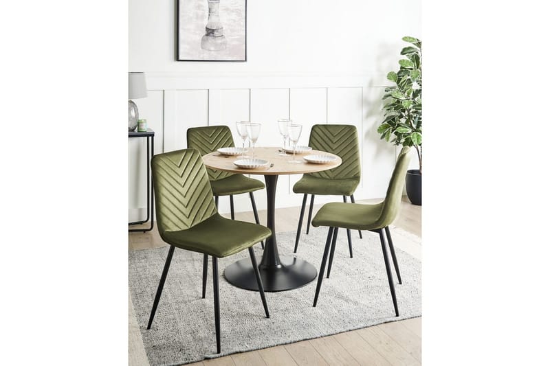 Set med 4 matstolar Havre - Grön, Svart - Möbler - Stolar & fåtöljer - Matstol & köksstol