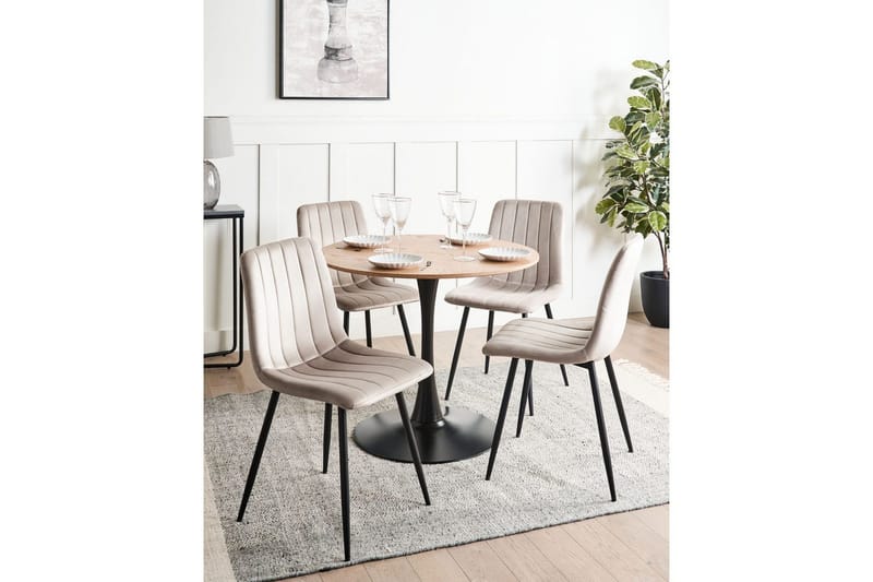 Set med 4 matstolar Kalispell - Beige, svart - Möbler - Stolar & fåtöljer - Matstol & köksstol