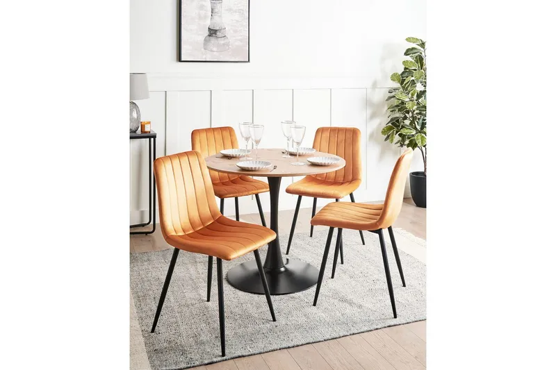 Set med 4 matstolar Kalispell - Orange, svart - Möbler - Stolar & fåtöljer - Matstol & köksstol