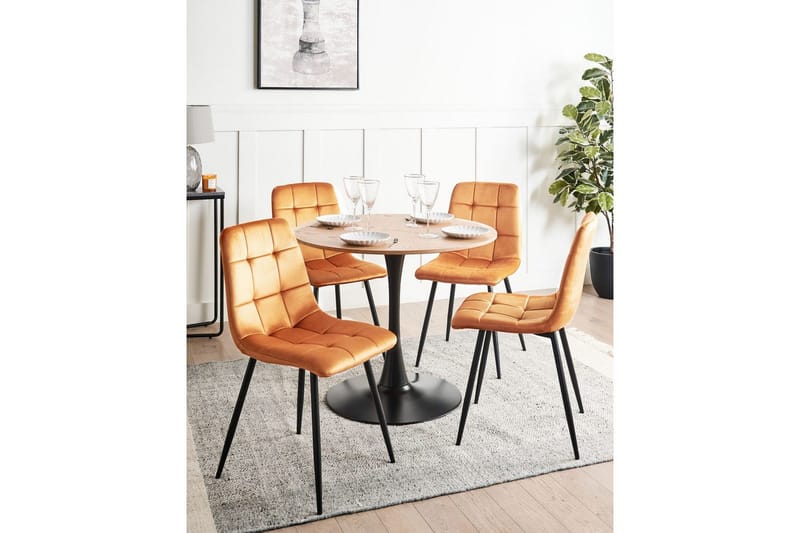 Set med 4 matstolar Powell - Orange, svart - Möbler - Stolar & fåtöljer - Matstol & köksstol