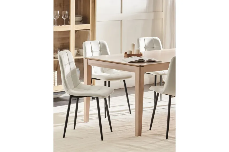 Set med 4 matstolar Powell - Vit, Svart - Möbler - Stolar & fåtöljer - Matstol & köksstol