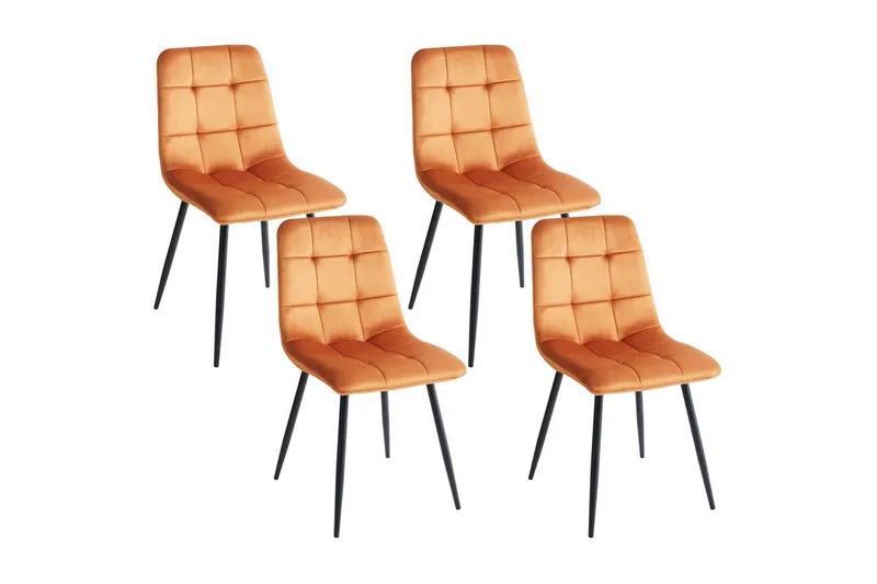 Set med 4 matstolar Powell - Orange, svart - Möbler - Stolar & fåtöljer - Matstol & köksstol