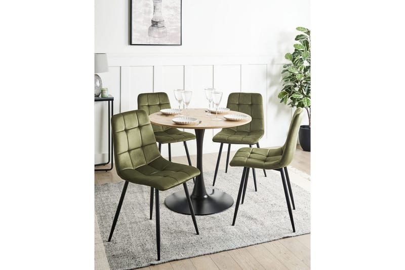 Set med 4 matstolar Powell - Grön, Svart - Möbler - Stolar & fåtöljer - Matstol & köksstol