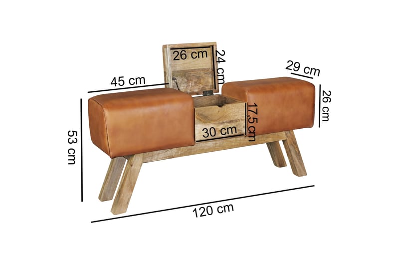 Adilyn Sittbänk - Brun - Hallbänk med förvaring - Sittbänk med förvaring - Förvaringsbänk - Hallbänk - Sittbänk