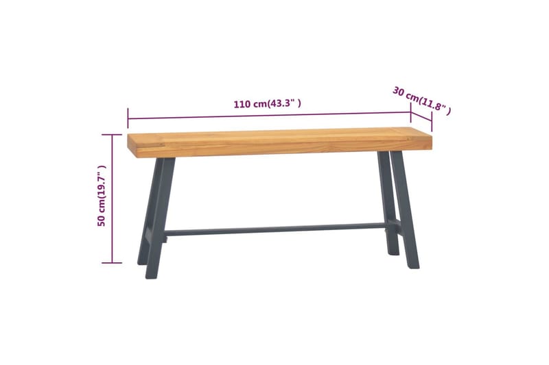 Bänk 110 cm massiv teak - Brun - Möbler - Stolar & fåtöljer - Sittbänk - Hallbänk