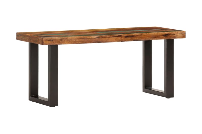 Bänk 110 cm massivt återvunnet trä och stål - Brun - Möbler - Stolar & fåtöljer - Sittbänk - Hallbänk