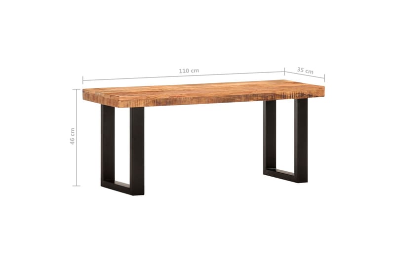 Bänk 110 cm massivt grovt mangoträ och stål - Brun - Möbler - Stolar & fåtöljer - Sittbänk - Hallbänk