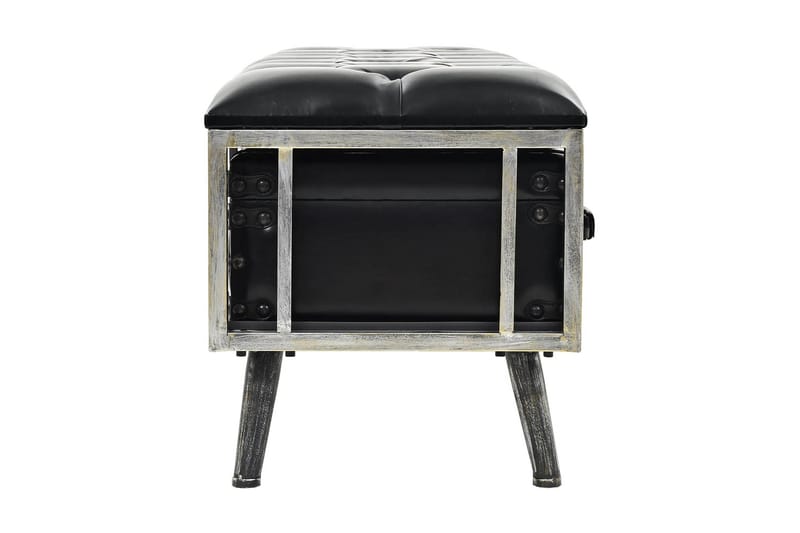 Bänk 110 cm svart konstläder - Svart - Hallbänk med förvaring - Sittbänk med förvaring - Förvaringsbänk - Hallbänk - Sittbänk