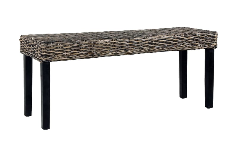 Bänk 110 cm svart naturlig kubu-rotting och massivt mangoträ - Svart - Möbler - Stolar & fåtöljer - Sittbänk - Hallbänk