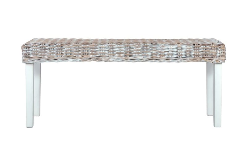 Bänk 110 cm vit naturlig kubu rotting och massivt mangoträ - Vit - Möbler - Stolar & fåtöljer - Sittbänk - Hallbänk