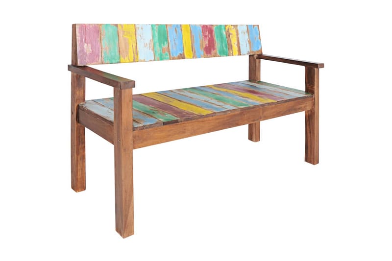 Bänk 115 cm massivt återvunnet trä - Flerfärgad - Möbler - Stolar & fåtöljer - Sittbänk