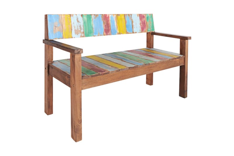 Bänk 115 cm massivt återvunnet trä - Flerfärgad - Möbler - Stolar & fåtöljer - Sittbänk