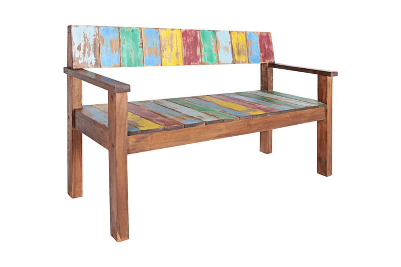 Bänk 115 cm massivt återvunnet trä - Flerfärgad - Möbler - Stolar & fåtöljer - Sittbänk