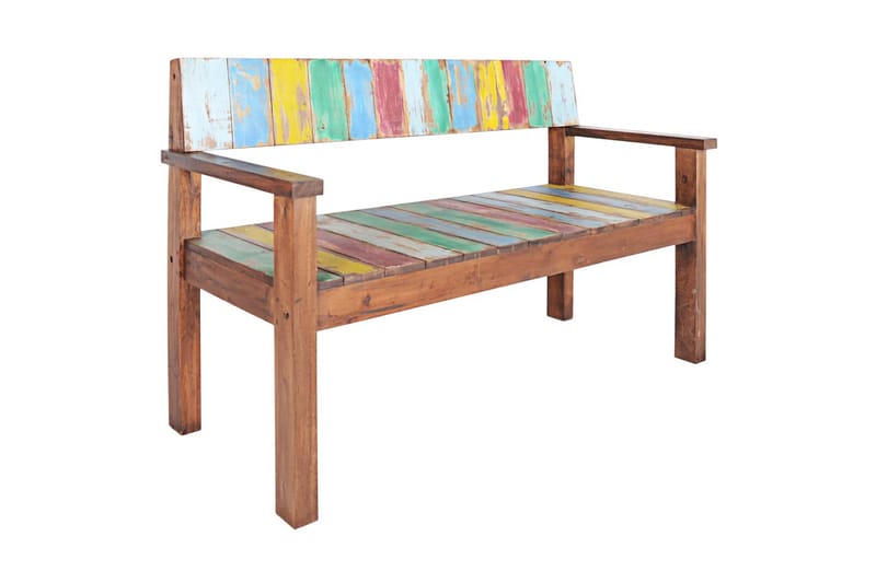 Bänk 115 cm massivt återvunnet trä - Flerfärgad - Möbler - Stolar & fåtöljer - Sittbänk