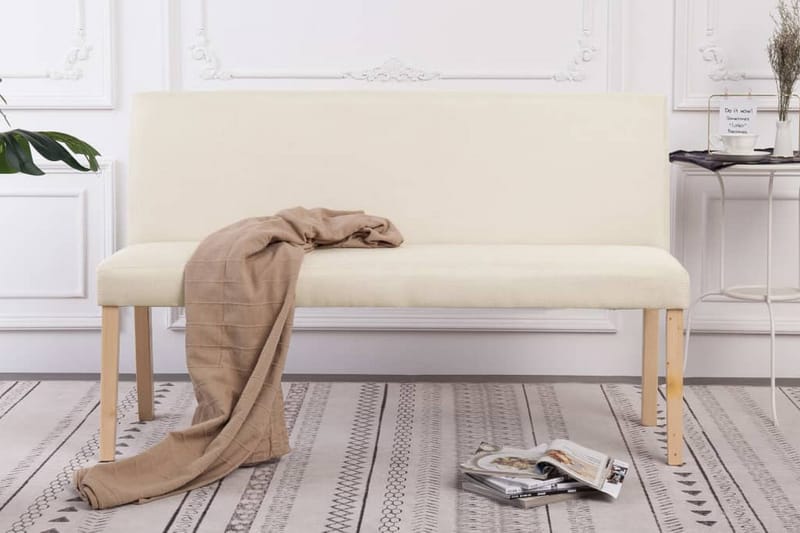 Bänk 139,5 cm polyester gräddvit - Vit - Möbler - Stolar & fåtöljer - Sittbänk