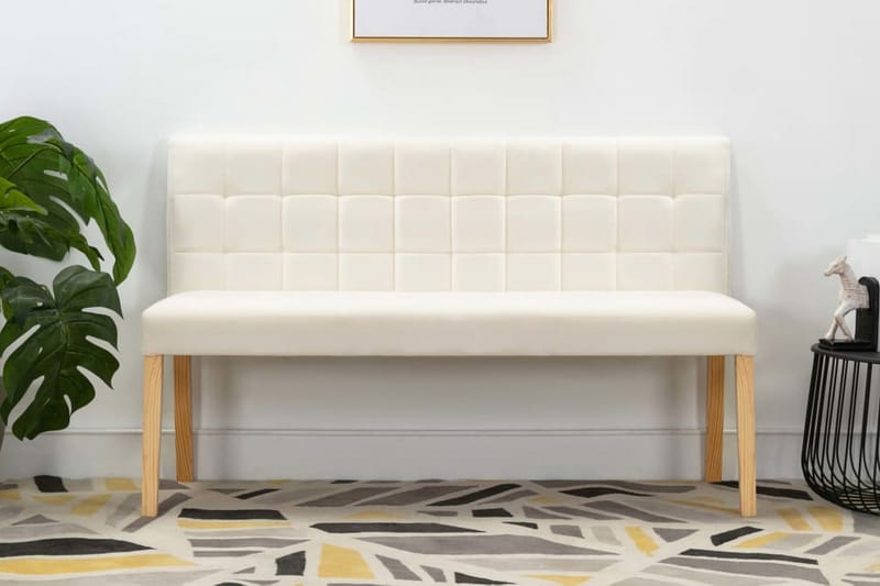 Bänk 140 cm gräddvit tyg - Vit - Möbler - Stolar & fåtöljer - Sittbänk