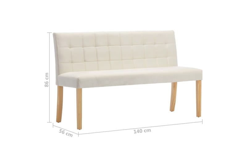 Bänk 140 cm gräddvit tyg - Vit - Möbler - Stolar & fåtöljer - Sittbänk