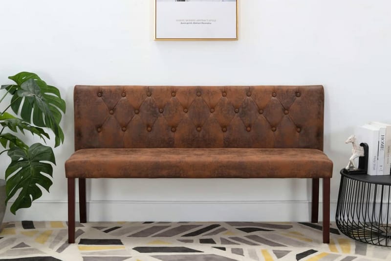 Bänk 148,5 cm konstmocka brun - Brun - Möbler - Stolar & fåtöljer - Sittbänk