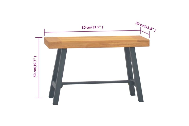 Bänk 80 cm massiv teak - Brun - Möbler - Stolar & fåtöljer - Sittbänk - Hallbänk
