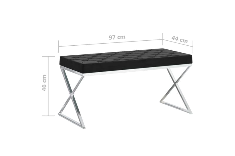 Bänk 97 cm svart sammet och rostfritt stål - Svart - Möbler - Stolar & fåtöljer - Sittbänk - Hallbänk