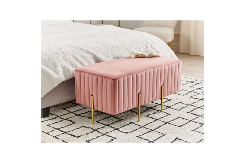 Bänk Dayton Rosa/guld - Rosa/guld - Möbler - Stolar & fåtöljer - Sittbänk - Hallbänk