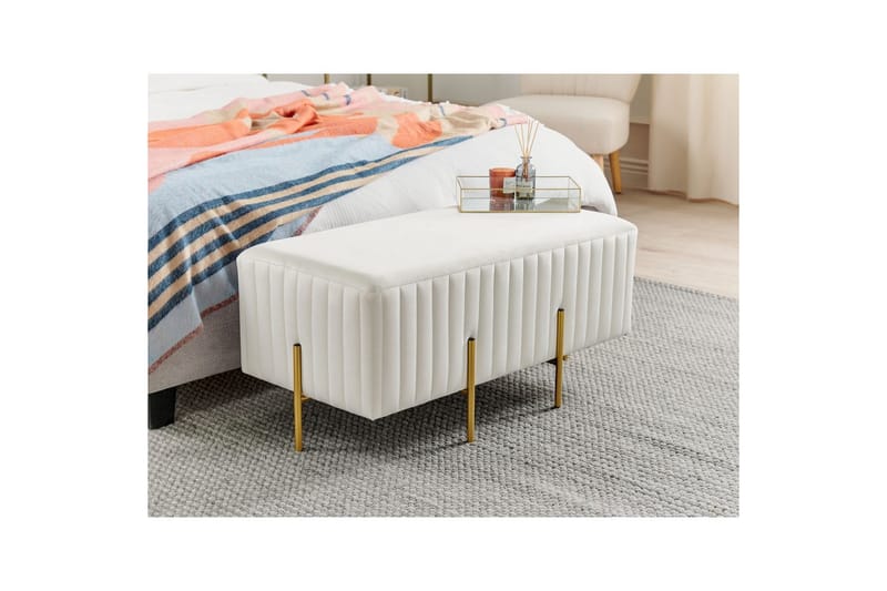 Bänk Dayton Vitt/guld - Vitt/guld - Möbler - Stolar & fåtöljer - Sittbänk - Hallbänk