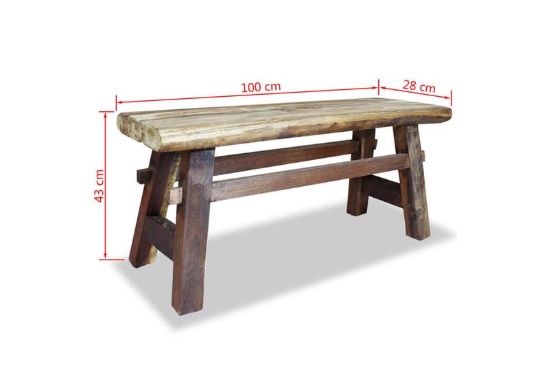 Bänk i massivt �återvunnet trä 100x28x43 cm - Brun - Möbler - Stolar & fåtöljer - Sittbänk - Hallbänk
