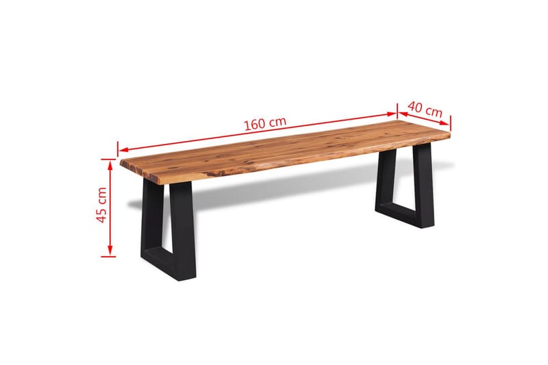 Bänk massivt akaciaträ 160 cm - Brun - Möbler - Stolar & fåtöljer - Sittbänk - Hallbänk