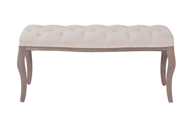 Bänk massivt trä och linnetyg 110x38x48 cm gräddvit - Vit - Möbler - Stolar & fåtöljer - Sittbänk - Hallbänk
